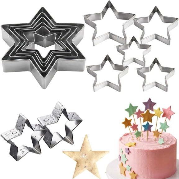 10 Pack Stainless Steel Star Shaped Cookie Cutters, Fondant Cake Cheese Cutter, Small Biscuit Cutters for Baking, Fruit, Cookies, Pastry Mold Bakeware Tools - Christmas Gifts (Assorted Sizes)
