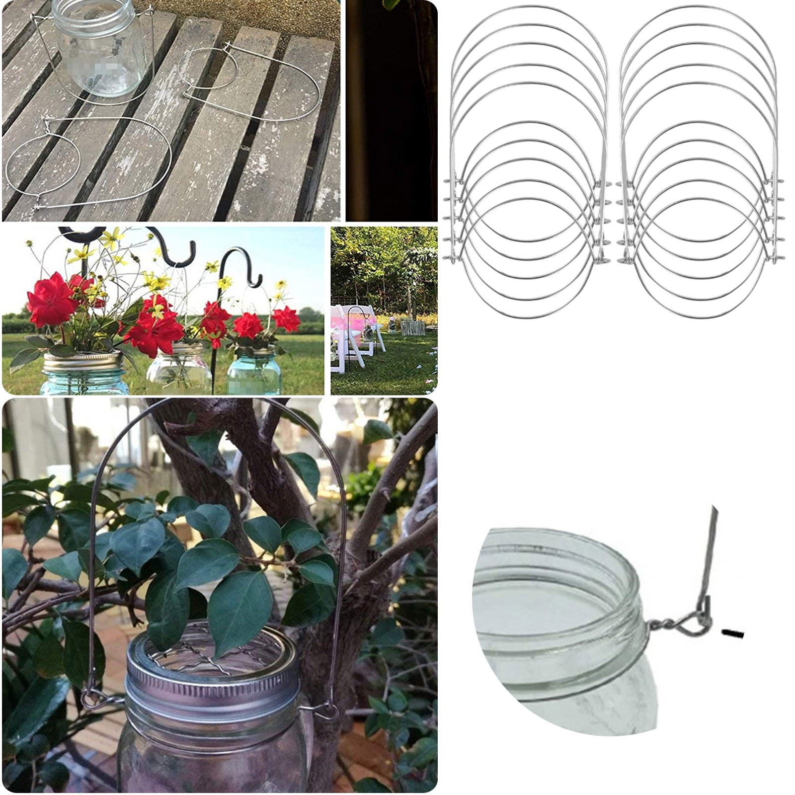 10 Pack Stainless Steel Wire Handles Hangers For Mason Canning Jars