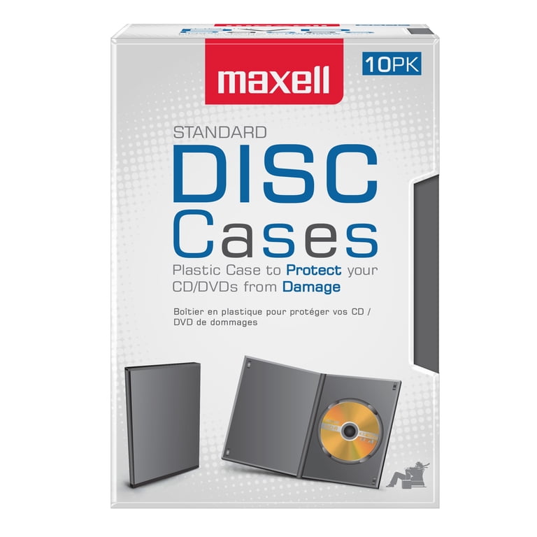 Maxell 10-Pack Standard DVD Cases, Black, DVD-JC10 Storage Boxes
