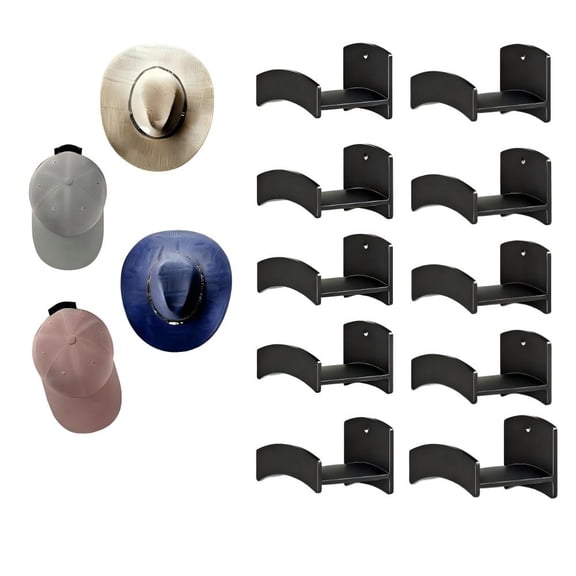 10Pack Sticky Hat Hooks for Wall,Hat Organizer for Wall,Strong Adhesive Cowboy Hat Hanger,Wide Brim Baseball Cap Organizer,Hat Hanger Holder Display for Door Closet,Room Decor,No Drilling