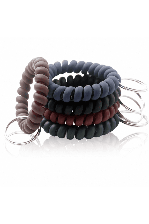 10 Pack Stretch Spiral Wrist Coil Keychain for ID Badge, Sauna & Sports