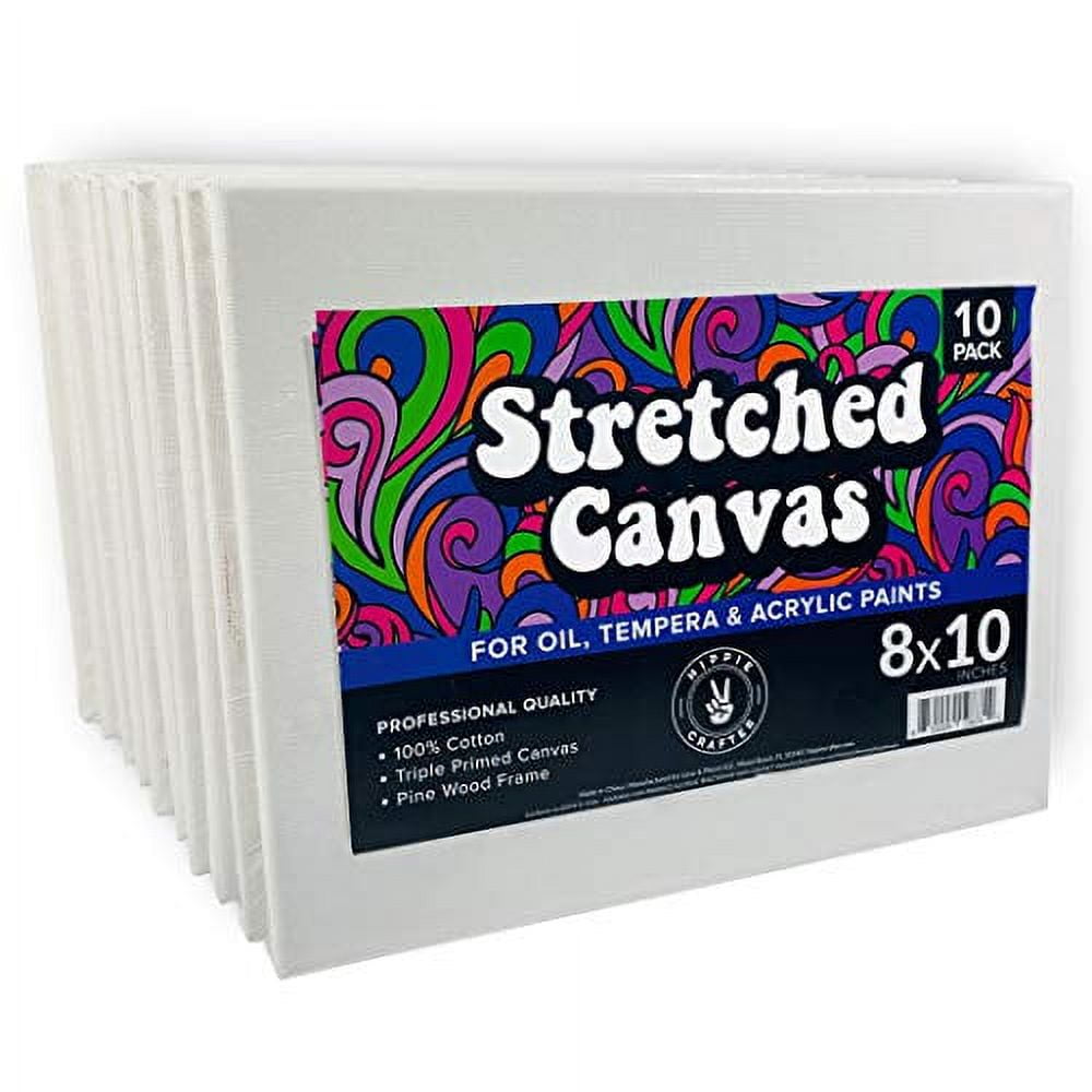 10 Pack Stretched Canvas for Painting 8x10 Blank Art Canvases for Paint