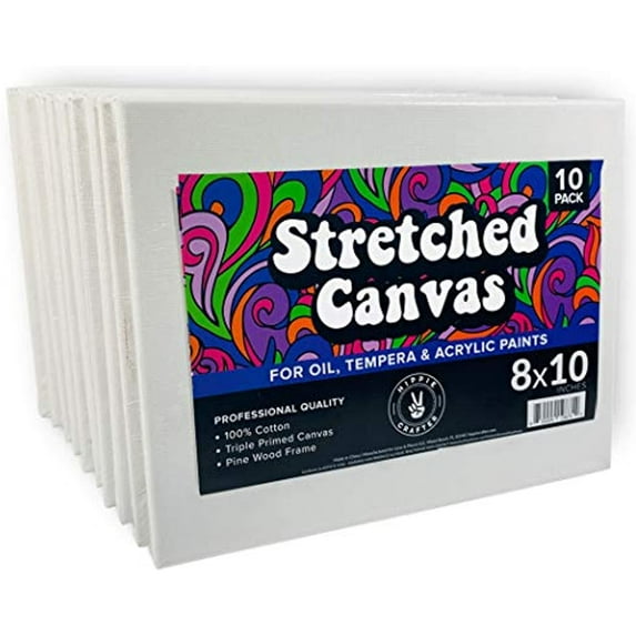 10 Pack Stretched Canvas for Painting 8x10 Blank Art Canvases for Paint