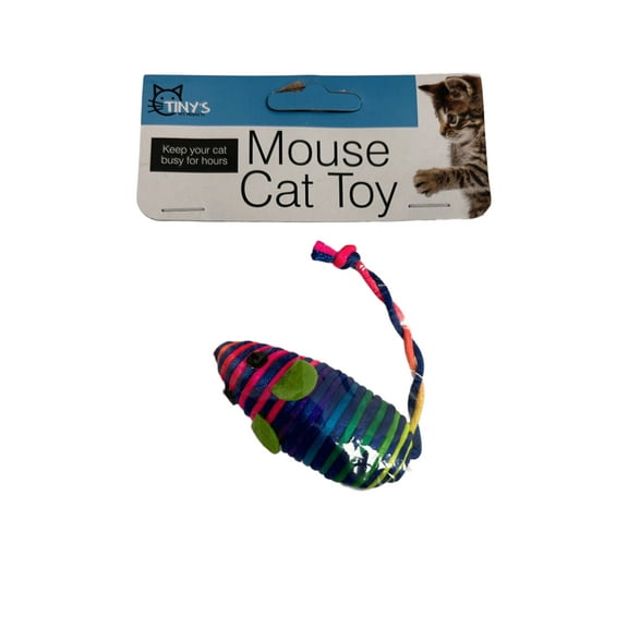 10 Pack Striped Mice Cat Toy, Engage Your Feline’s Hunting Instincts with Stalking, Chasing, Chewing and Hide and Seek Fun, Rope Wrapped Plastic Mouse with Twisted Tail for Playtime, Bulk, Multi