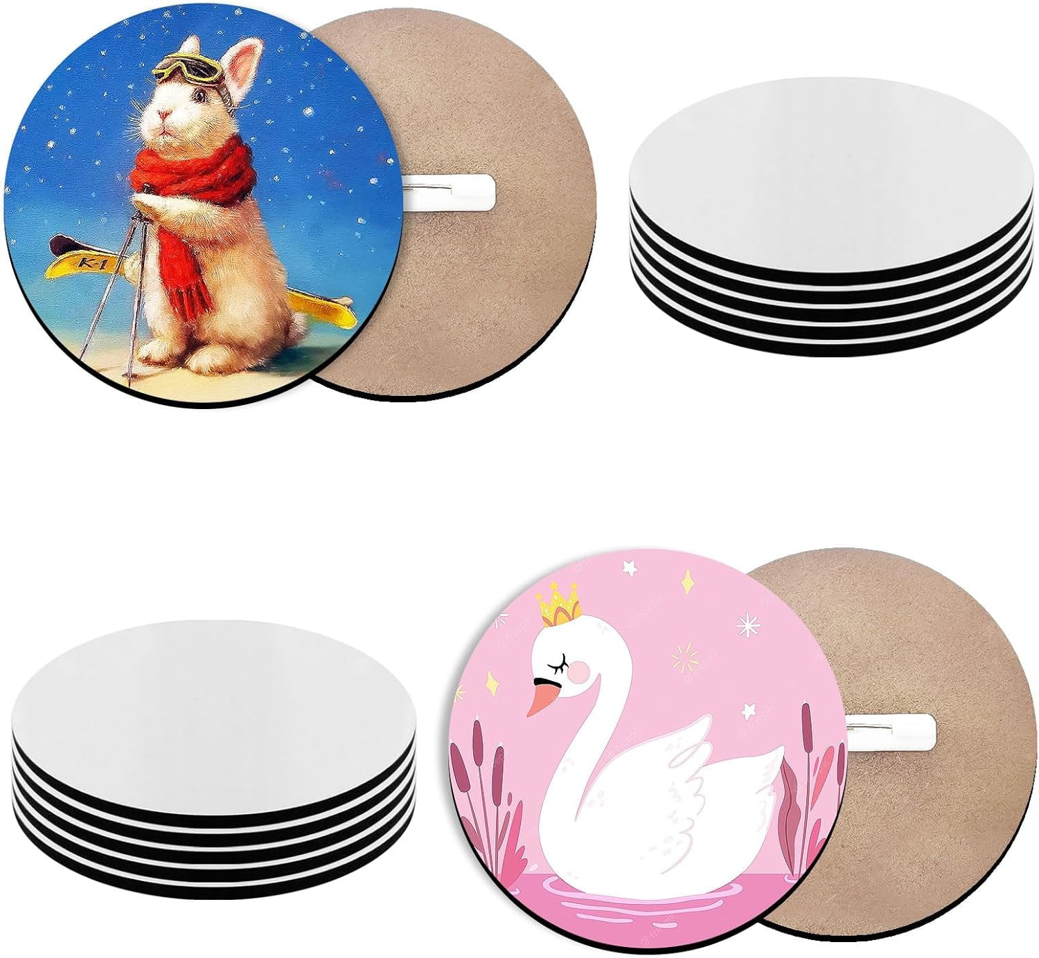 10 Pack Sublimation Buttons Blanks with Pins, 3inch MDF Buttons Badge Sublimation Blank for Heat Transfer DIY Design, Schoo Projects Name Tags, Home Gift Craft Making Supplies