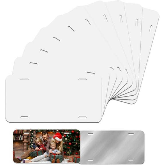 10 Pack Sublimation License Plate Blanks,1mm Super Thick Heat Thermal Transfer Sheet DIY Picture Sublimation Blank,Metal Aluminum Automotive License Plate Plates Tag for Custom Design Work- White