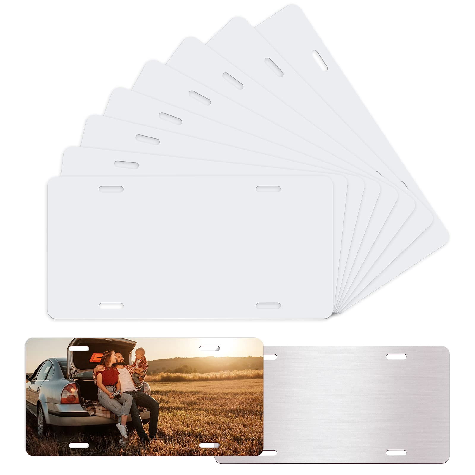 14 Pack Sublimation License Plate Blanks – Aluminum Blank Tags For Custom Designs, 12x6 Inches