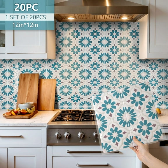 10-Pack Subway Tile Peel and Stick Backsplash, 12"x12" Self Adhesive Self-Adhesive Wall Tiles for Kitchen Bathroom (Aqua Blue)