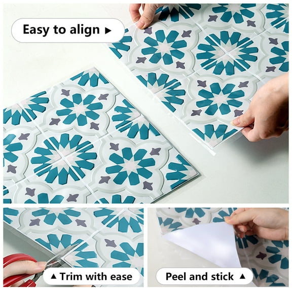 10-Pack Subway Tile Peel and Stick Backsplash, 12"x12" Self Adhesive Self-Adhesive Wall Tiles for Kitchen Bathroom (Aqua Blue)