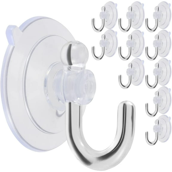 10 Pack Suction Cup Hooks,Thicken Transparent Reusable Suction Cups for Glass/Kitchen/Bathroom/Shower Wall/Window/Door,Holds up to 4 lbs