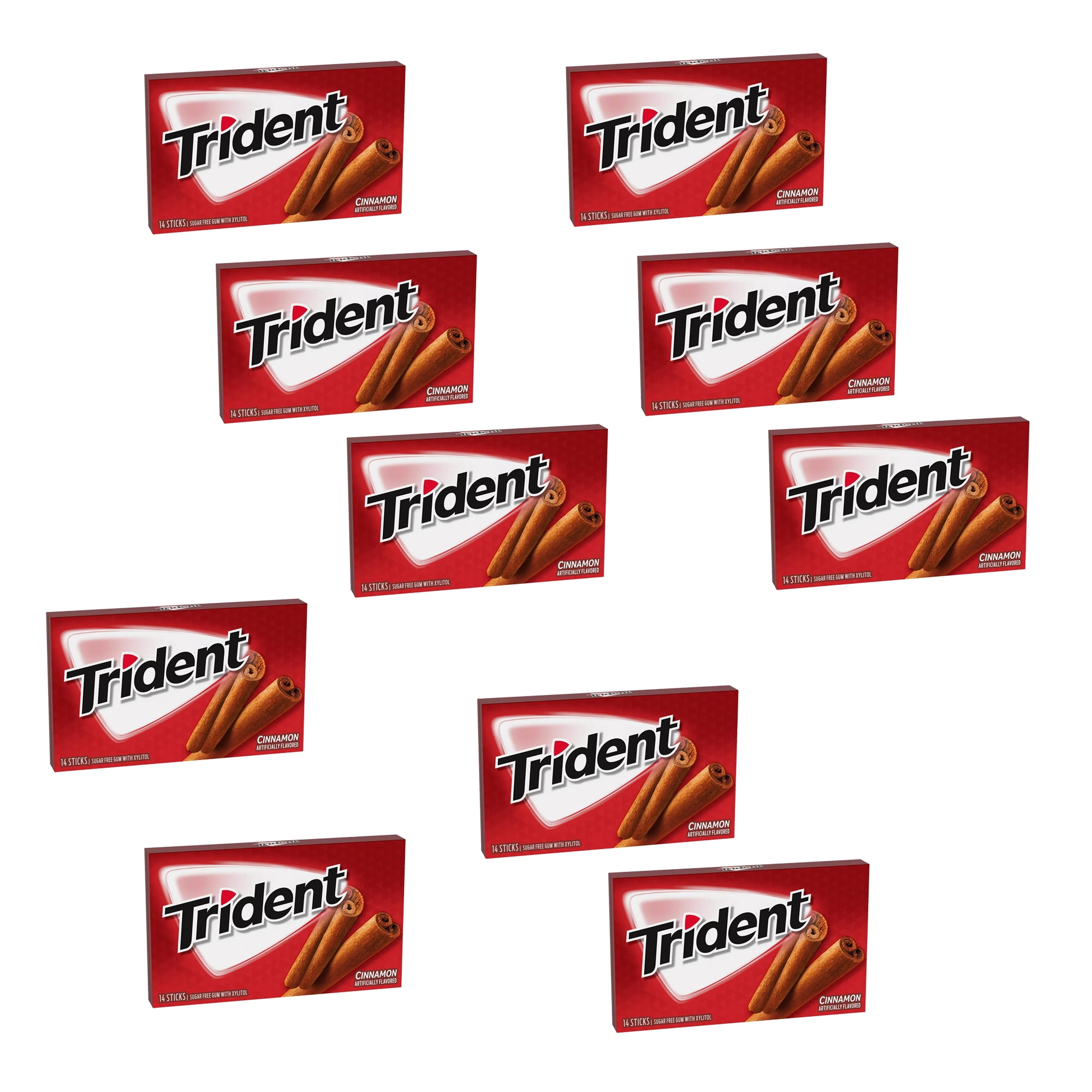 10 Pack Sugar-Free Chewing Gum | Multipack Cinnamon Flavoured Gum - 14 Pieces Per Pack | RADYAN