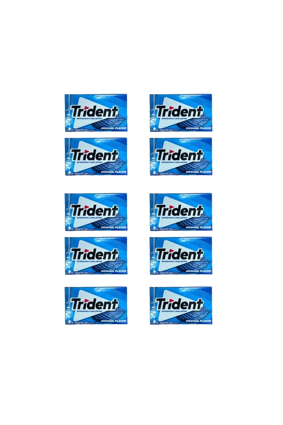10 Pack Sugar-Free Chewing Gum | Trident Original Flavour Gum - 14 Pieces Per Pack |Buy from RADYAN