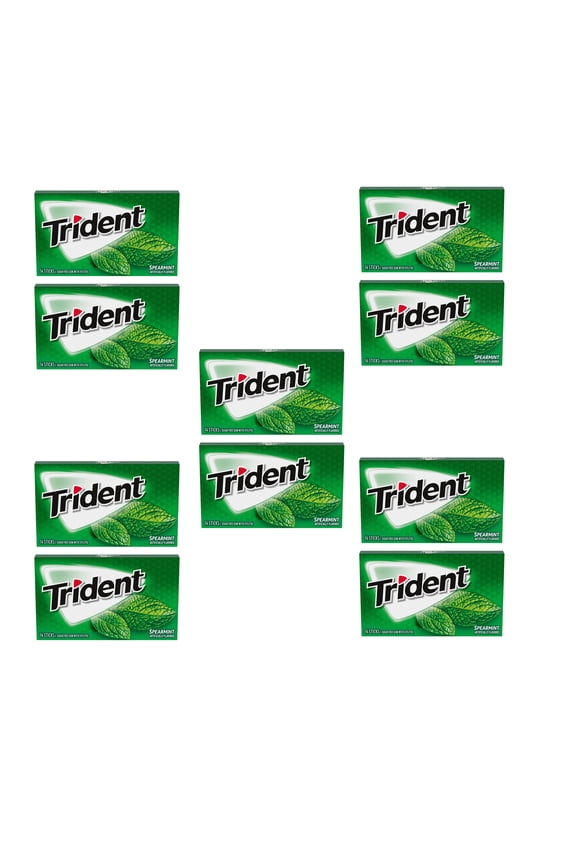 10 Pack Sugar-Free Chewing Gum | Trident Spearmint Flavour Gum - 14 Pieces Per Pack |Buy from RADYAN