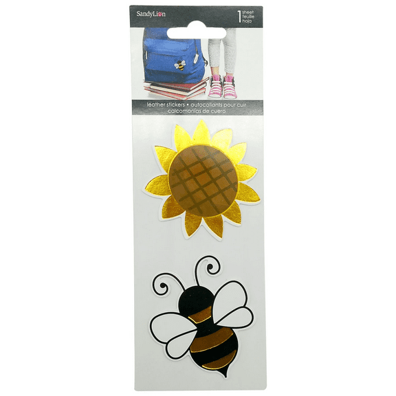 10 Pack Sunflower, Bee Leather Stickers, Durable, Adhesive Backed Nature Inspired Designs for Journals, Scrapbooks, Laptops, Crafts, Vibrant Rustic Decor, Set for Crafters, Bulk, Gold, Black