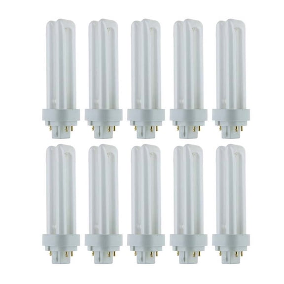 Sunlite PLD18/E/SP65K/10PK 6500K Daylight Fluorescent 18W PLD Double U-Shaped Twin Tube CFL Bulbs with 4-Pin G24Q-2 Base (10 Pack)