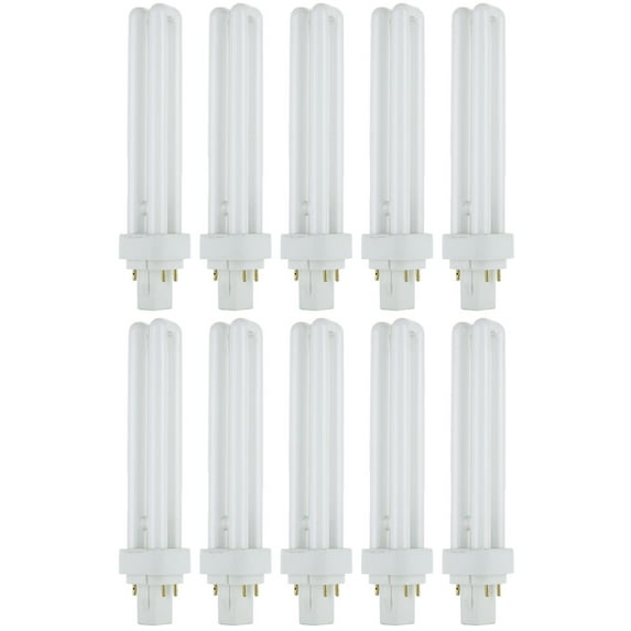10 Pack Sunlite 26 Watt PLD 2-Pin Double U-Shaped Twin Tube, G24D-3 Base, Warm White