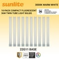 thumbnail image 1 of Sunlite FT36DL/830/10PK Compact Fluorescent 36W Twin Tube Light Bulbs, 3000K Warm White Light, 2G11 Base, 10 Pack, 1 of 6