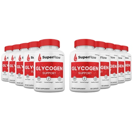 (10 Pack) Super Flow Glycogen Support Capsules, Super Flow Pills Blood Support All Natural Supplement High Potency SuperFlow 10-Month Supply