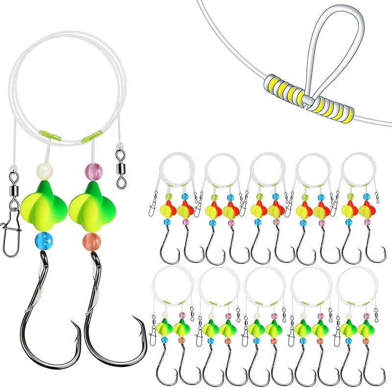 10 pack Surf Fishing Pompano Rigs Saltwater Pre-Tied T-Knot with ...