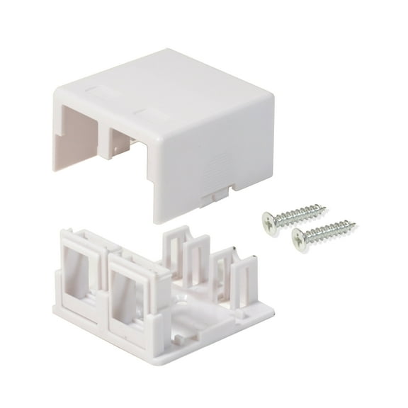 10 Pack Surface Mount Box 2 Port Double Hole Keystone Jack Cat5e/Cat6 White