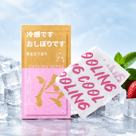 10 Pack Sweet Strawberry Scent Disposable Instant Cooling Towels, Sweat Absorbent Heat Relief Cold Wipes, Refreshing Sports Cooling Cloths for Summer Outdoor Workout