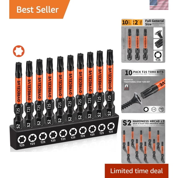 10-Pack T25 Torx Bits for Impact Driver, T-25 Torx/Star Bit Set 2'' Long, Magnet