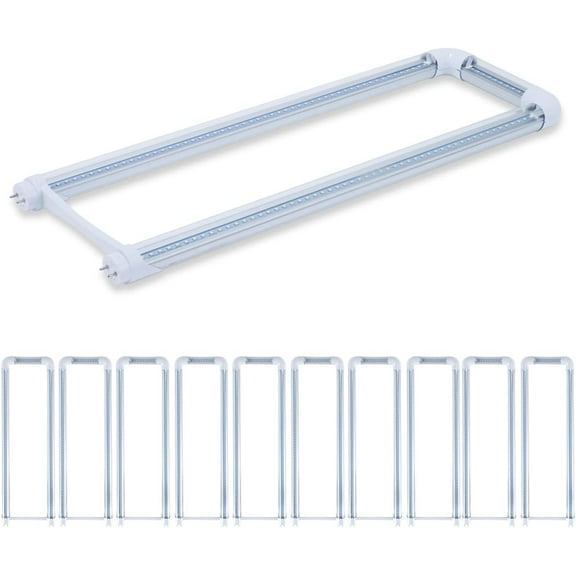 10-Pack T8 U Bend LED Tube Light 2FT 24W (60W Equivalent) U Shaped Bulb 6000K Daylight White 2640lm for Fluorescent Replacement, Dual-End Powered