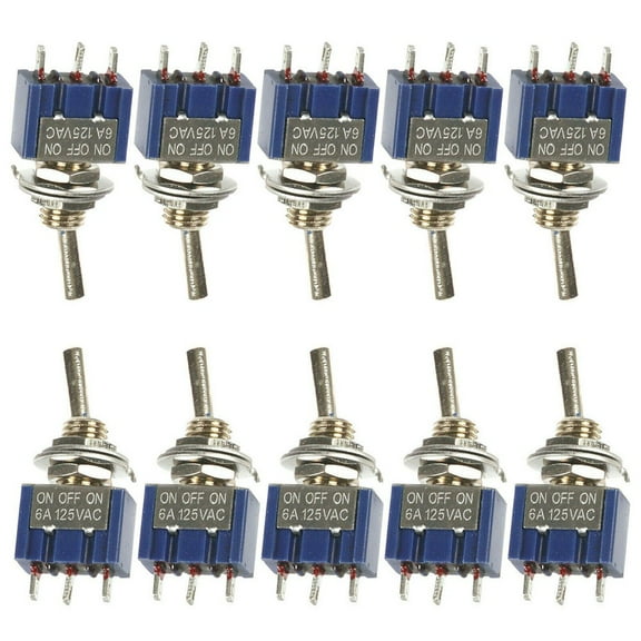 10 Pack For TOGGLE Switch SPDT ON-Off-On 3 Position 6Mm Mounting Hole, 12V 110V 220V MTS-103 for Mini Rocker Switch For Industrial Electrical Equipment Control Panels