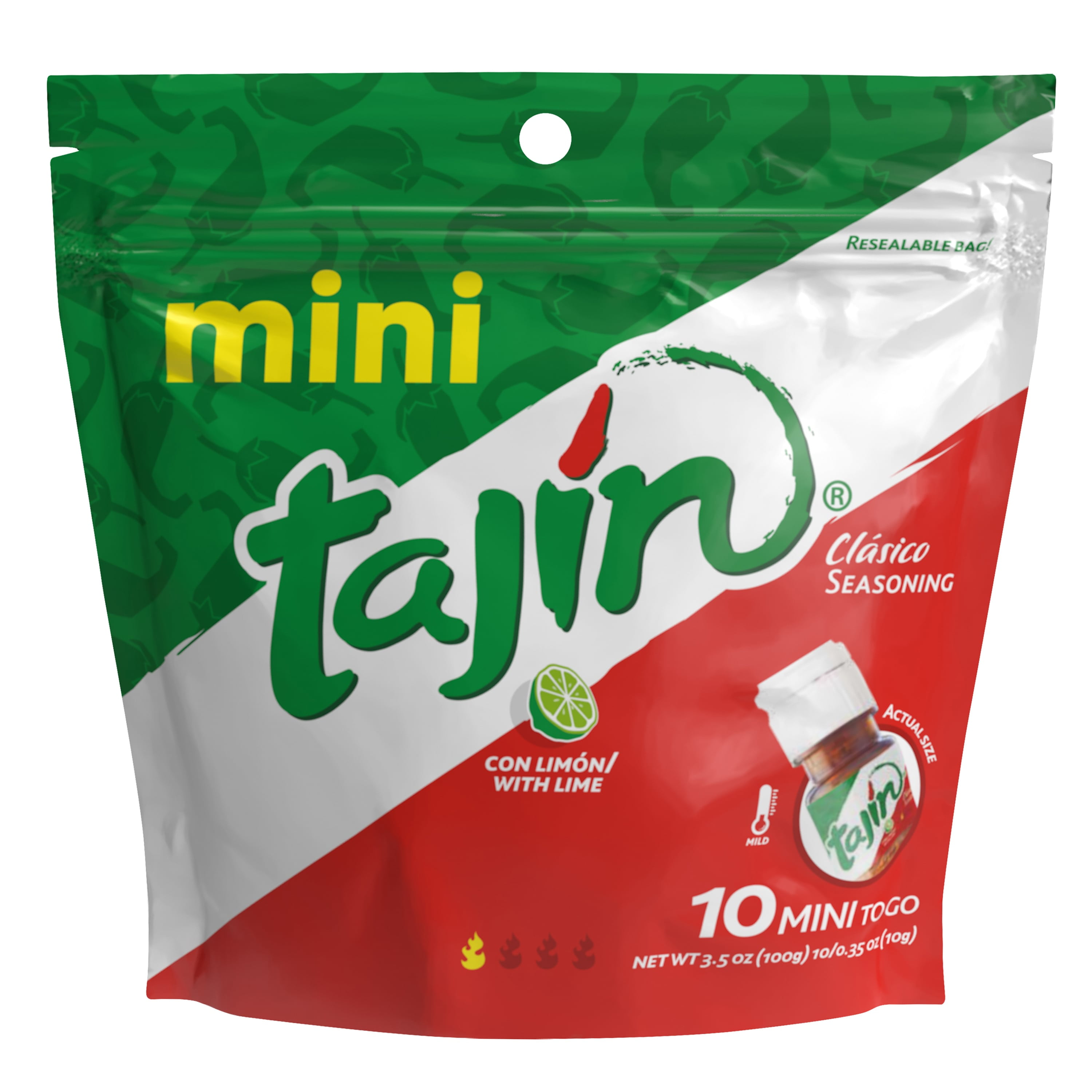 (10 Pack) Tajn Clsico Seasoning, Mexican Chili Lime Seasoning, 0.35 oz Mini Tajin Bottles