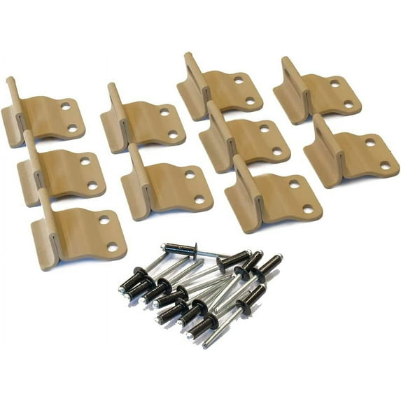 10 Pack, Tan, Canvas/ Tarp Tie Down Hook (A), plus Black Rivet kit, fits Military Vehicles including Humvee