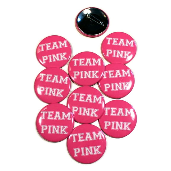 10 Pack - Team Pink New Baby Gender Pinback Buttons - 2.25 Inch