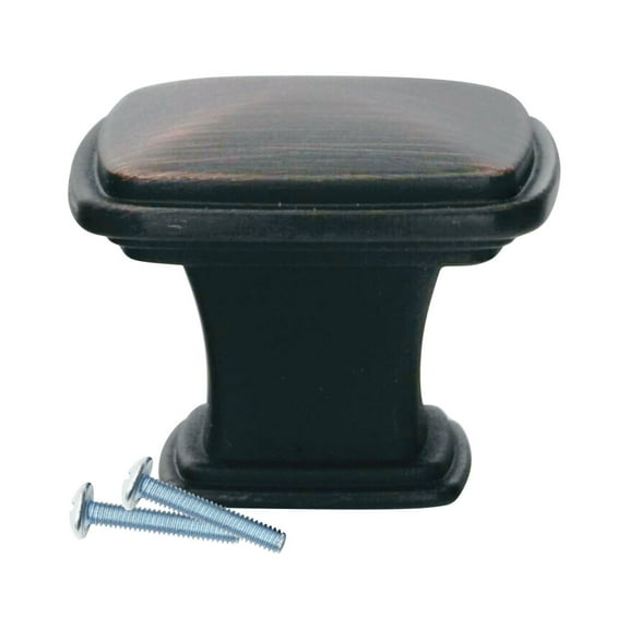 10 Pack Temple Square Style Brushed Oil-Rubbed Bronze Cabinet Hardware Knob, 1-7/32 Inch Diameter