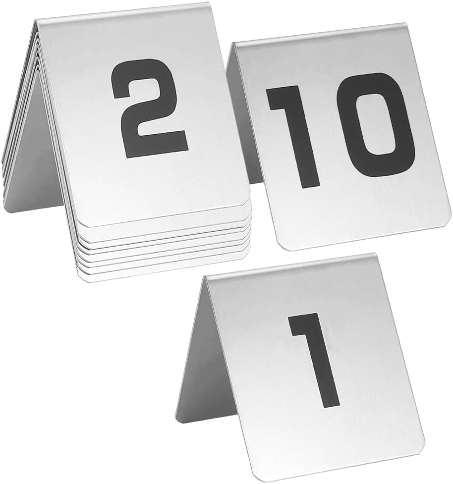 10 Pack Tent Style Table Numbers Stainless Steel Table Numbers Double ...