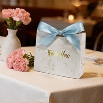 10 Pack Thank You Gift Bags, Mini Paper Tote Bags with Bow Tie for Party Favors and Candy, Bulk Small Favor Bags for Events and Celebrations(Blue)