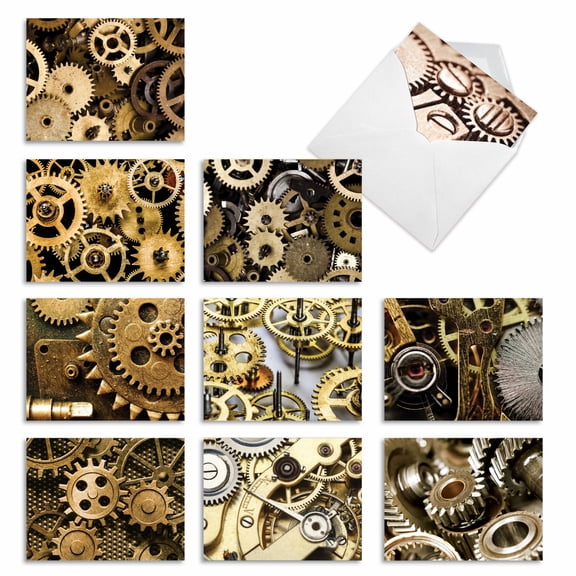 The Best Card Company 10 Assorted Thank You Notes Set 4x5.12 w/ Envelopes, 10x1 Designs, for Men, Women, Gearing Up M3014