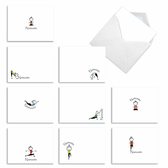 The Best Card Company 10 Assorted Thank You Notes Bulk Set 4x5.12 w/ Envelopes, 10x1 Designs, for Men, Women, Namaste Notes M2963