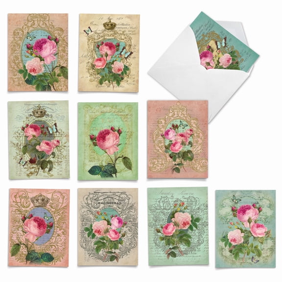 10 Pack Thank You Note Cards With Envelopes - Romance And Roses