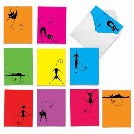 The Best Card Company 10 Assorted Thank You Notes Set 4x5.12 w/ Envelopes, 10x1 Designs, for Men, Women, Yocats M2962