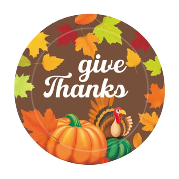 10-Pack Thanksgiving Party 7-Inch Plates, Pumpkin and Maple Leaf Pattern Disposable Dinnerware, Holiday Gathering Tableware, Party Supplies for Family Celebrations