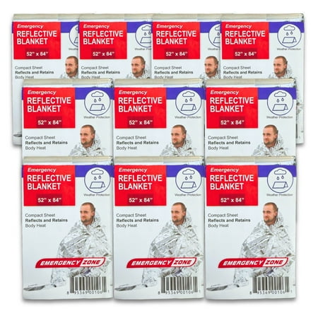 [10 Pack] Thermal Reflective Emergency Blanket 52”x84” | Mylar Survival Blanket for Camping & Emergencies
