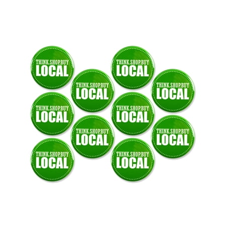 10 Pack - Think Shop Buy Local Small Business Pinback Buttons - 2.25 Inch