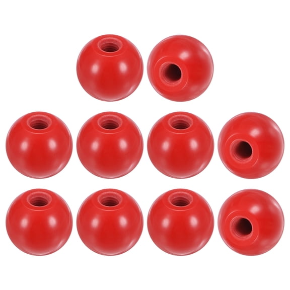 10-Pack Threaded Ball Knobs, M12 Female Thread 40mm Dia. Thermoset Ball Knob, Round Phenolic Lever Handle [Red]