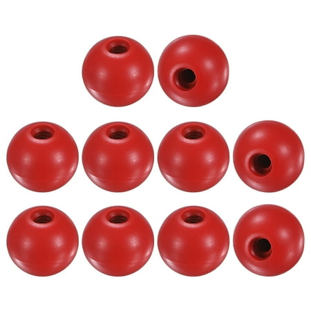 10-Pack Threaded Ball Knobs, M6 Female Thread 25mm Dia. Thermoset Ball Knob, Round Phenolic Lever Handle [Red]