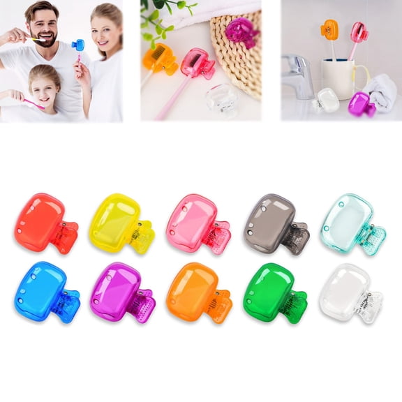 10 Pack Toothbrush Covers Caps, Tooth Brush Protector Toothbrush Coverings Clips Portable Plastic Tooth Brush Head Case for Couples Valentine Gifts, Travel, Business, Camping, School, Home