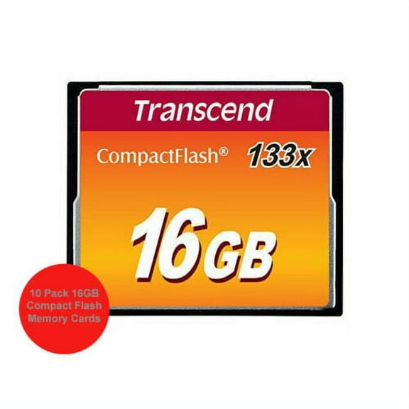 10 Pack Transcend 16GB 133x Compact Flash 16 GB CF Memory Card