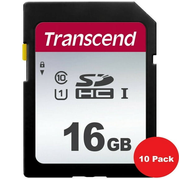 10 Pack Transcend 16GB SDHC Class 10 Secure Digital Memory Card
