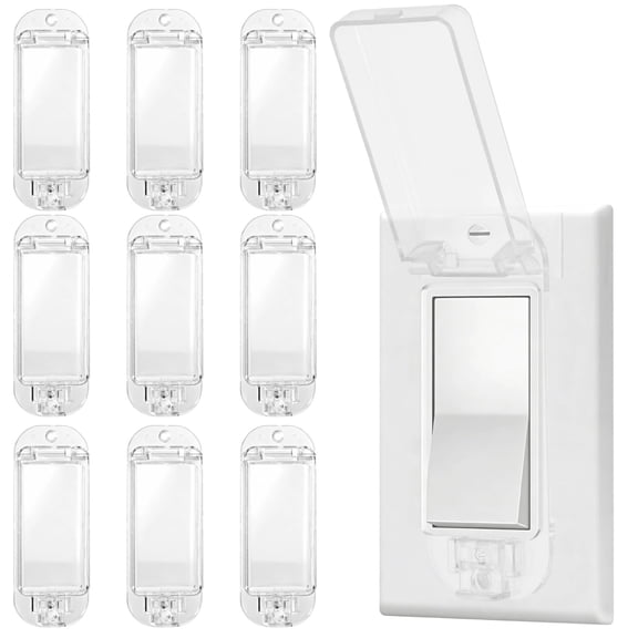 10 Pack Transparent Rocker Switch Guards, Anti-Misoperation Safety Covers with Snap-On Installation, Long-LastingPlastic Shield for Wall Switches (Screws Included)