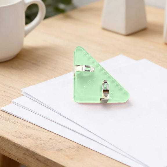 10-Pack Triangle Paper Clips Corner Book Holder - 2.0" x 1.6" Translucent Paper Clamps for 50 Sheets - Office Supplies-Green
