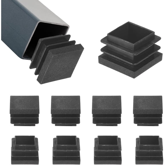 10-Pack Tubing End Caps, 7/8 x Inch Plastic Square Hole Plugs Inserts for Chair Leg/Bar Stool/Fitness Equipment, Glides Fence Plug Floor Protectors