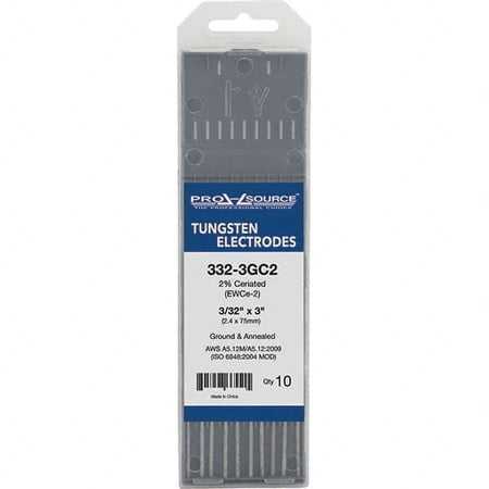 10 Pack Tungsten Electrode TIG Welding Rods: 3" Overall Length, 3/32" Diameter